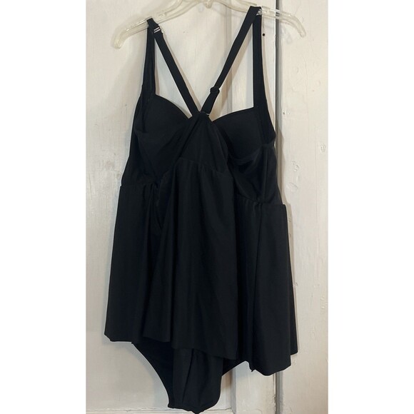 Torrid Swimsuit Women’s Plus Size 5 5R One Piece Black Layered Adjustable Strap - Picture 2 of 16